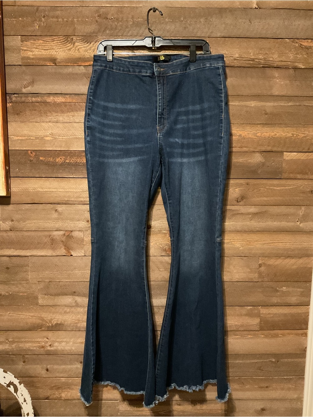 Lucky Blessed L&B High Rise Flare Jeans Raw Hem Women’s Size 14 Stretchy